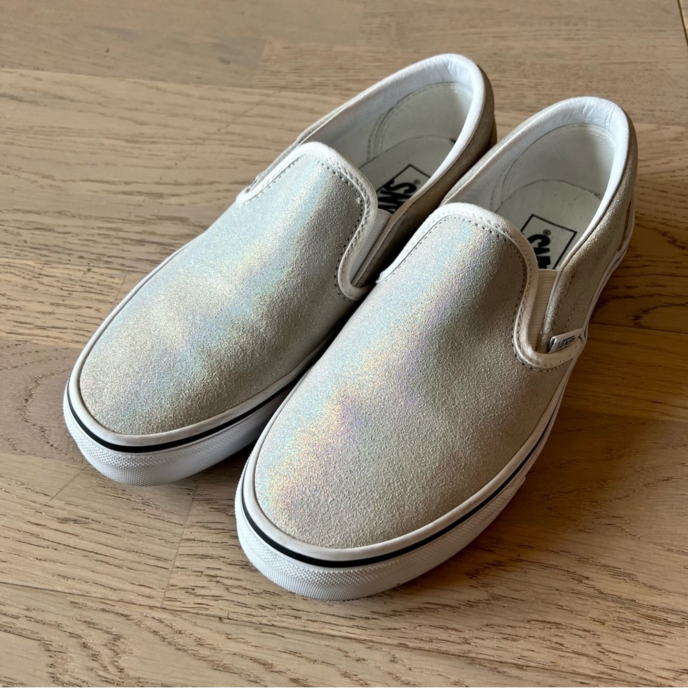 Silver holographic classic slip on vans